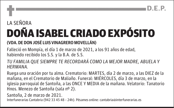 DOÑA ISABEL CRIADO EXPÓSITO