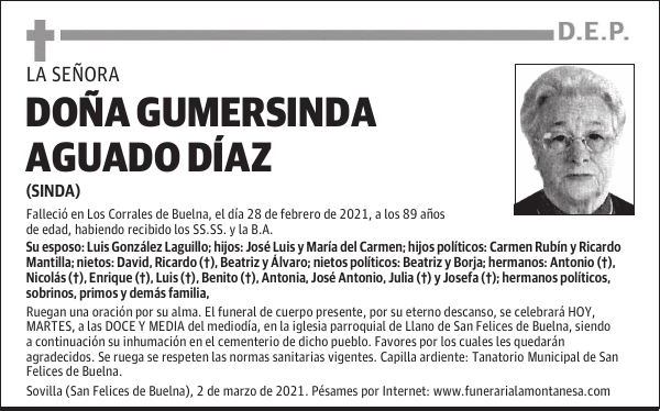 DOÑA GUMERSINDA AGUADO DÍAZ