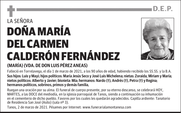 DOÑA MARÍA DEL CARMEN CALDERÓN FERNÁNDEZ
