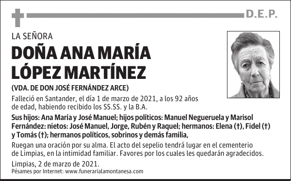 DOÑA ANA MARÍA LÓPEZ MARTÍNEZ