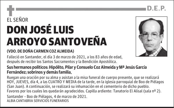 DON JOSÉ LUIS ARROYO SANTOVEÑA