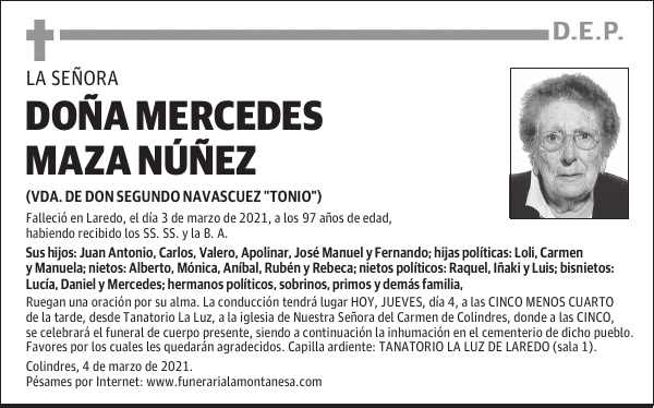DOÑA MERCEDES MAZA NÚÑEZ