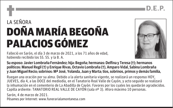 DOÑA MARÍA BEGOÑA PALACIOS GÓMEZ