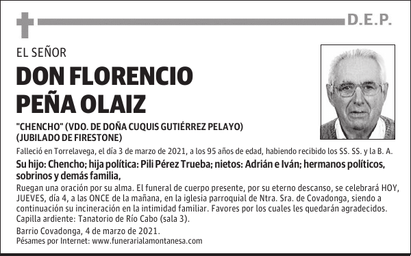 DON FLORENCIO PEÑA OLAIZ