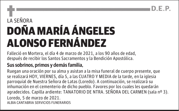 DOÑA MARÍA ÁNGELES ALONSO FERNÁNDEZ