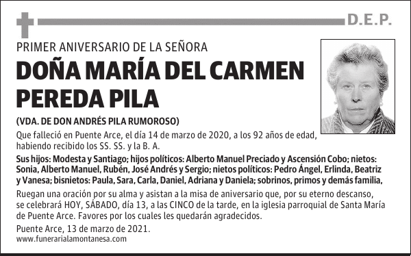 DOÑA MARÍA DEL CARMEN PEREDA PILA