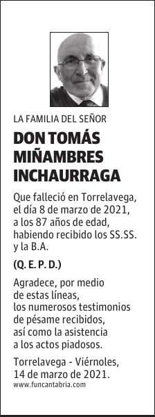 DON TOMÁS MIÑAMBRES INCHAURRAGA