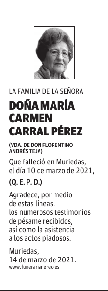 DOÑA MARÍA CARMEN CARRAL PÉREZ