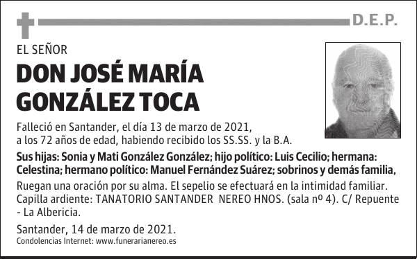 DON JOSÉ MARÍA GONZÁLEZ TOCA