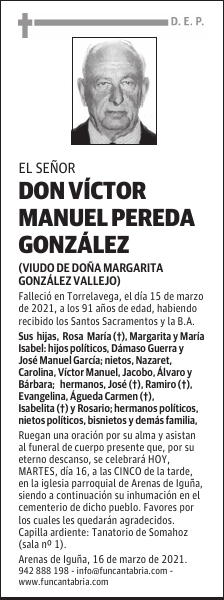 DON VÍCTOR MANUEL PEREDA GONZÁLEZ