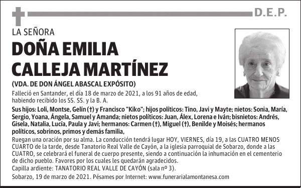 DOÑA EMILIA CALLEJA MARTÍNEZ