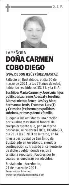 DOÑA CARMEN COBO DIEGO