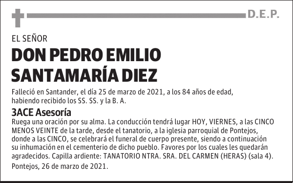 DON PEDRO EMILIO SANTAMARÍA DIEZ