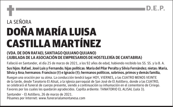 DOÑA MARÍA LUISA CASTILLA MARTÍNEZ