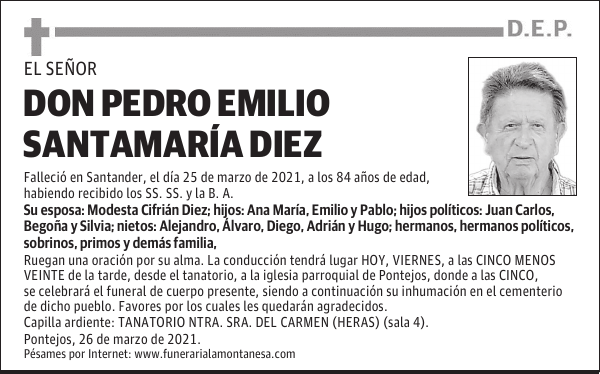 DON PEDRO EMILIO SANTAMARÍA DIEZ