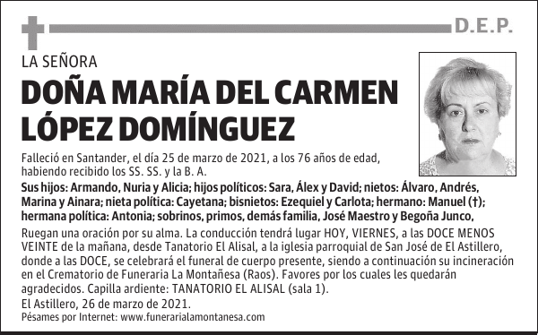 DOÑA MARÍA DEL CARMEN LÓPEZ DOMÍNGUEZ