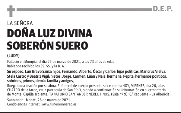 DOÑA LUZ DIVINA SOBERÓN SUERO