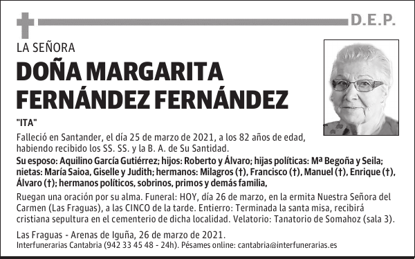 DOÑA MARGARITA FERNÁNDEZ FERNÁNDEZ