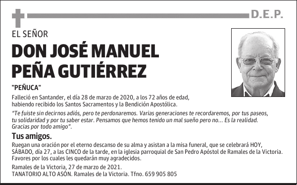 DON JOSÉ MANUEL PEÑA GUTIÉRREZ