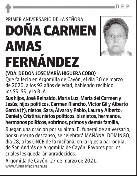 DOÑA CARMEN AMAS FERNÁNDEZ