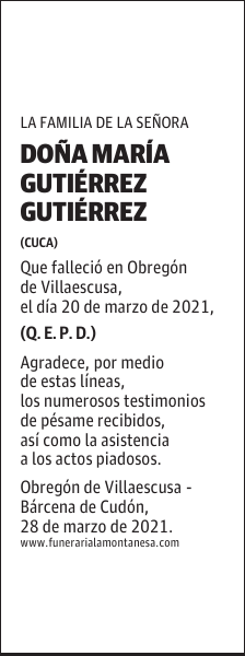 DOÑA MARÍA GUTIÉRREZ GUTIÉRREZ