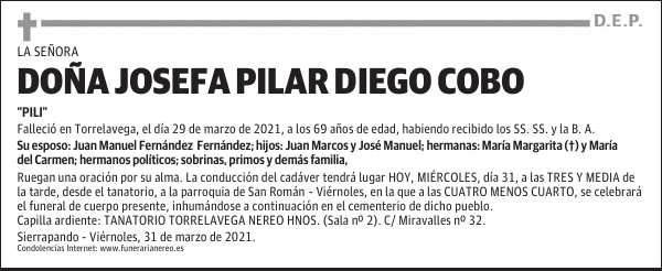 DOÑA JOSEFA PILAR DIEGO COBO