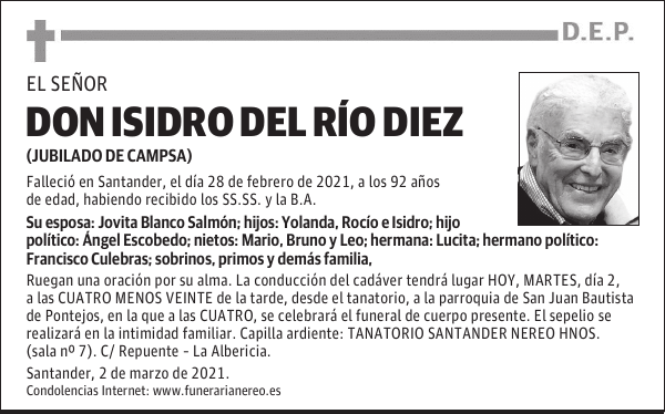 DON ISIDRO DEL RÍO DIEZ