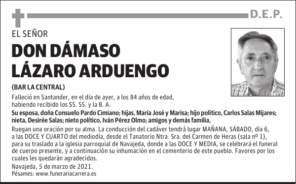 DON DÁMASO LÁZARO ARDUENGO