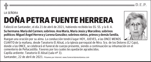 DOÑA PETRA FUENTE HERRERA