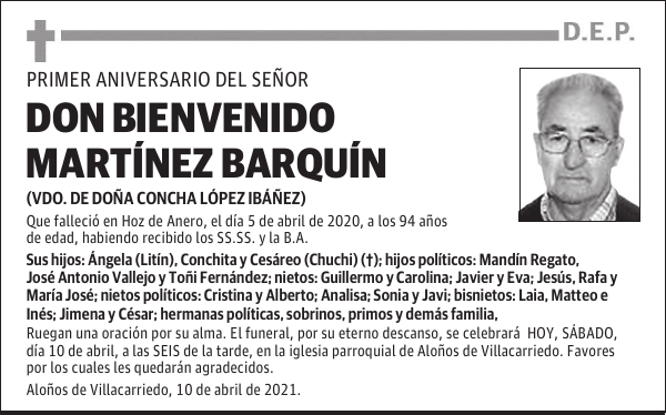 DON BIENVENIDO MARTÍNEZ BARQUÍN