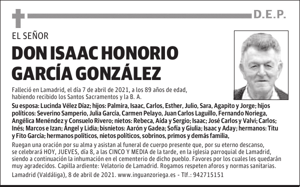 DON ISAAC HONORIO GARCÍA GONZÁLEZ