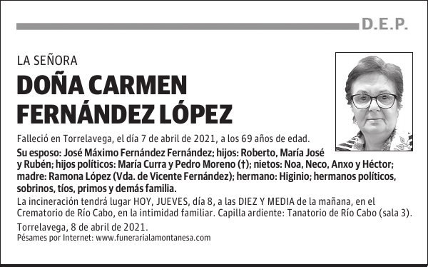 DOÑA CARMEN FERNÁNDEZ LÓPEZ