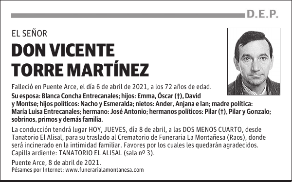 DON VICENTE TORRE MARTÍNEZ