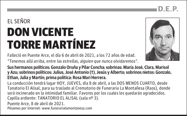 DON VICENTE TORRE MARTÍNEZ