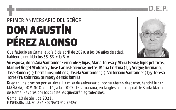 DON AGUSTÍN PÉREZ ALONSO