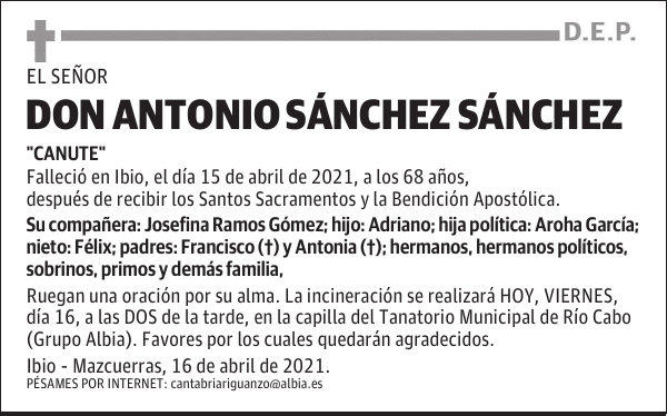 DON ANTONIO SÁNCHEZ SÁNCHEZ