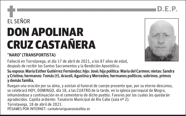 DON APOLINAR CRUZ CASTAÑERA