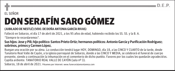 DON SERAFÍN SARO GÓMEZ