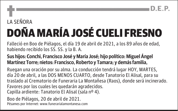 DOÑA MARÍA JOSÉ CUELI FRESNO