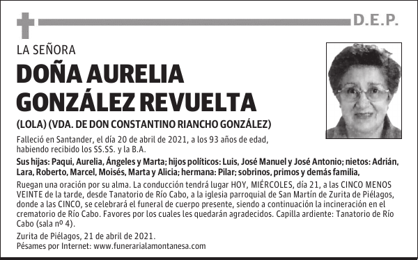 DOÑA AURELIA GONZÁLEZ REVUELTA