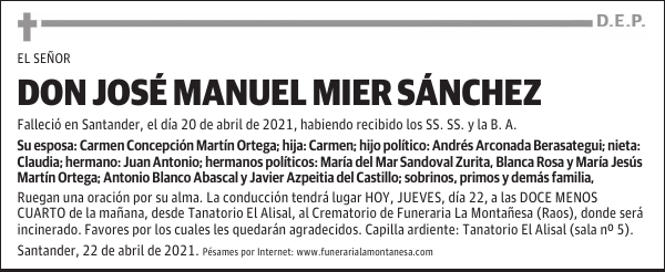 DON JOSÉ MANUEL MIER SÁNCHEZ