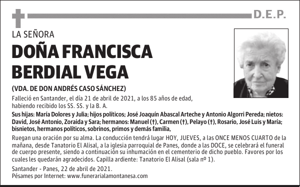 DOÑA FRANCISCA BERDIAL VEGA