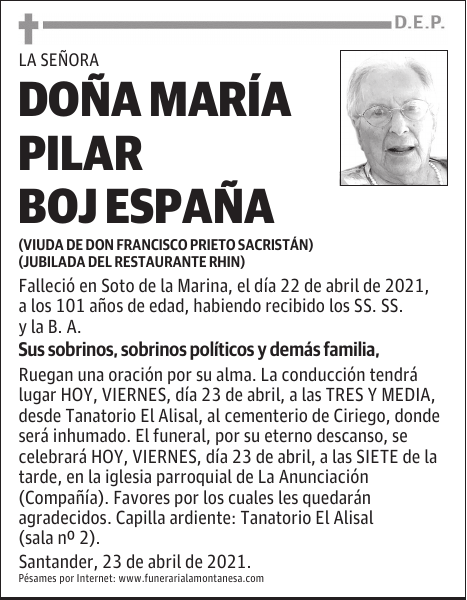 DOÑA MARÍA PILAR BOJ ESPAÑA