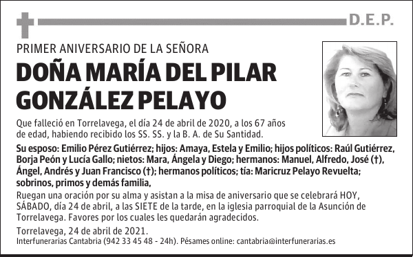 DOÑA MARÍA DEL PILAR GONZÁLEZ PELAYO
