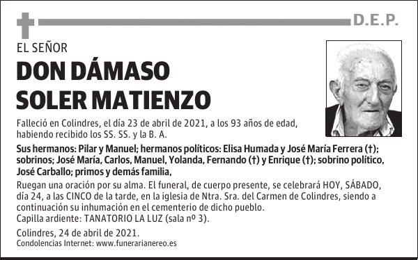 DON DÁMASO SOLER MATIENZO