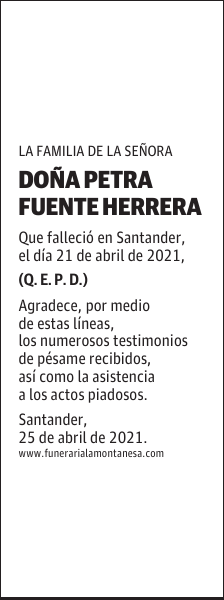 DOÑA PETRA FUENTE HERRERA