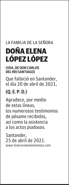 DOÑA ELENA LÓPEZ LÓPEZ