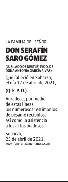 DON SERAFÍN SARO GÓMEZ