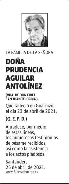 DOÑA PRUDENCIA AGUILAR ANTOLÍNEZ