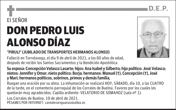 DON PEDRO LUIS ALONSO DÍAZ